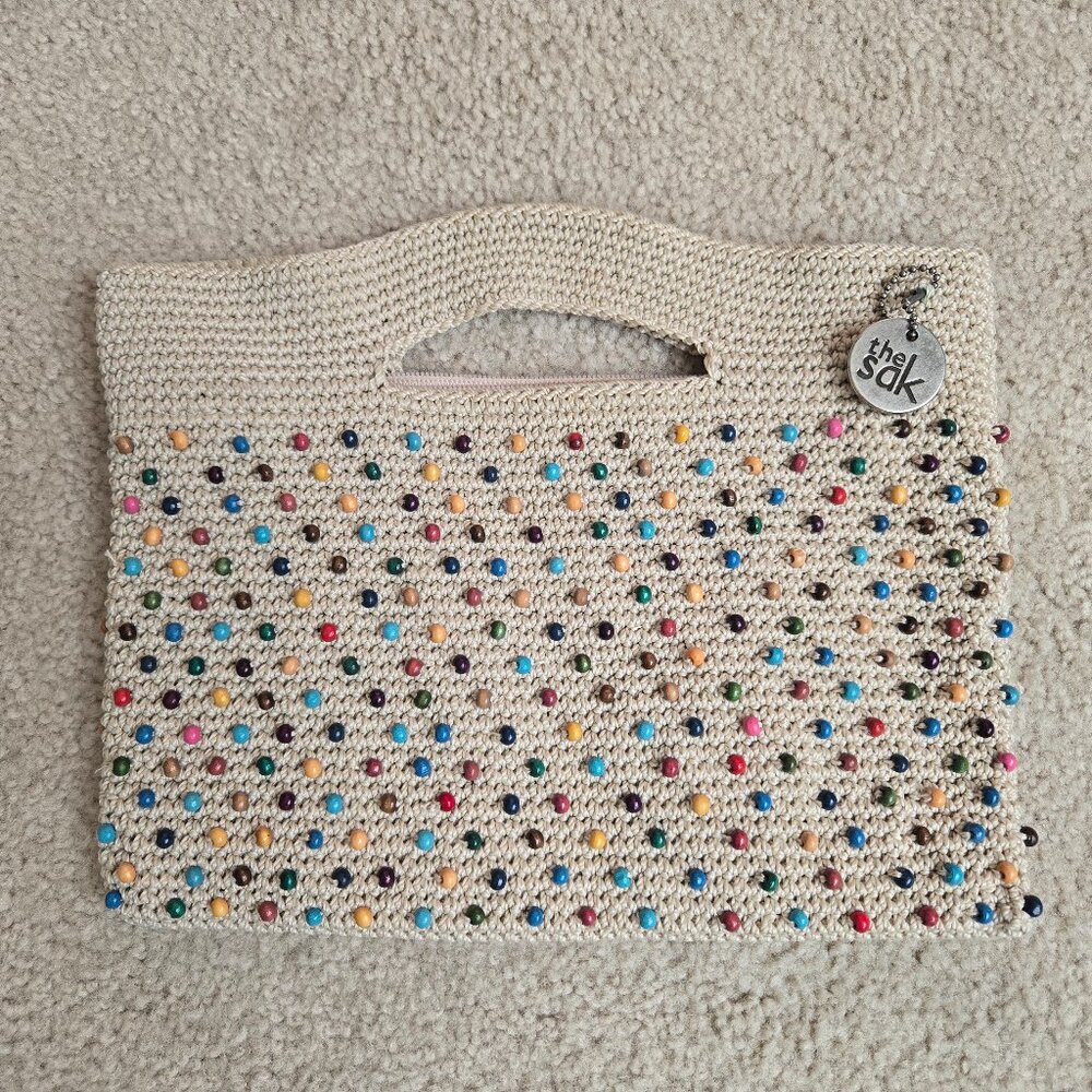 The Sak Beaded Handbag Crochet Wood Beads Boho